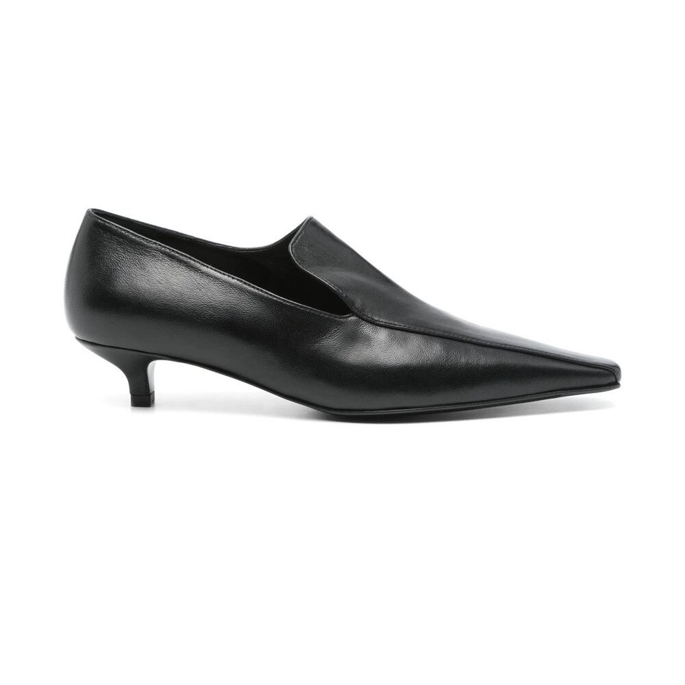 Toteme Leather Kitten Heel Loafers Black Slip-On Designer Shoes EU 39